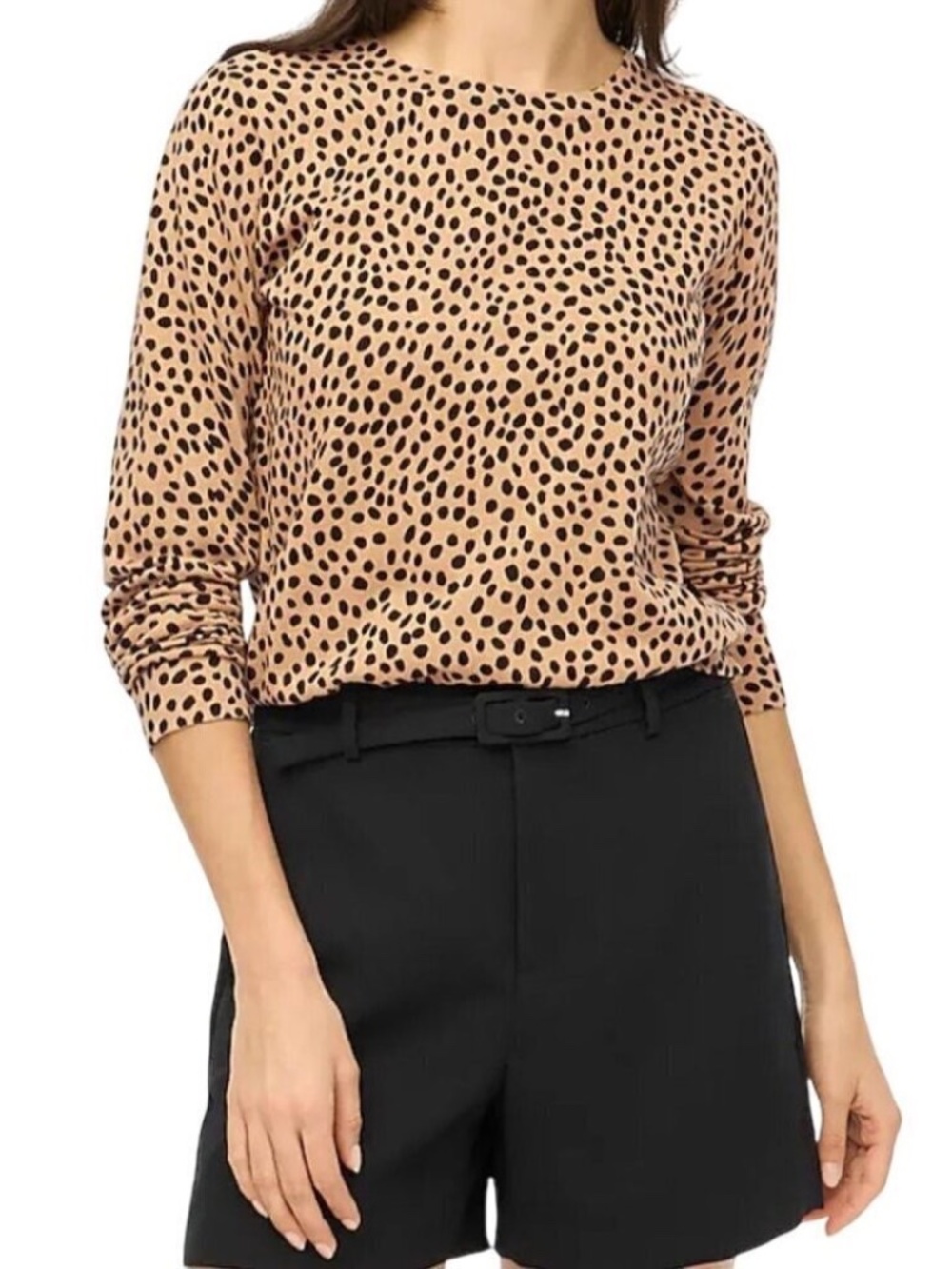 J.Crew Cheetah Teddie 100% Light Weight Merino Wool Crewneck Pullover